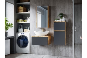 Тумба под раковину Misty Ива 60 темное дерево - черный - 3