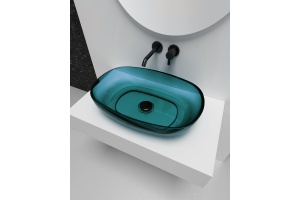 Раковина накладная прозрачная ABBER Kristall AT2805Aquamarin бирюзовая - 3