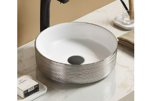 Раковина накладная CeramaLux NC 36.5 см белый/серебро (C1054-1) - 2