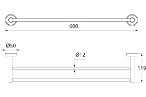 Полотенцесушитель двойной, латунь, Calipso, IDDIS, CALSB20i49 - 2
