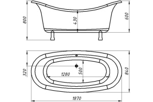 Ванна из искусственного камня Фэма Габриэлла 2 белая, ножки золото - 3