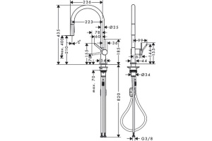 Кухонный смеситель Hansgrohe Talis M54 однорычажный, 210, Eco, с вытяжным душем, 2jet, хром 72842000 - 2