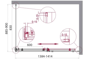 Душевой уголок BelBagno Acqua 140х90 хром (ACQUA-AH-1-140/90-C-Cr) - 2
