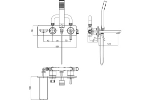 Смеситель E.C.A. Novita 104501130 С ВНУТРЕННЕЙ ЧАСТЬЮ, для ванны с душем - 2