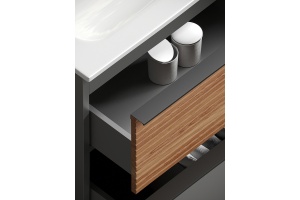 Тумба под раковину Sancos Delta 99х44 правая серая - светлое дерево - 3