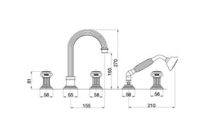 Смеситель для ванны Cezares OLIMP бронза (OLIMP-BVD-02-Sw) - 3