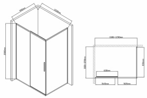 Душевой уголок Vincea Slim-U 120х90 хром стекло прозрачное - 2