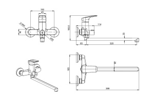 Смеситель для ванны AQUATEK ВЕГА AQ1042CR, длинный излив - 2
