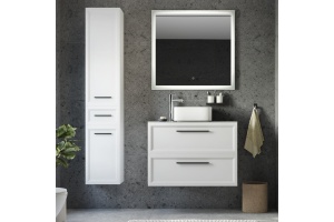 Мебель для ванной STWORKI Эстерсунд 90 белая матовая, монте тиберио с отверстием под смеситель в столешнице