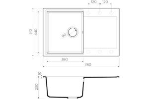 Мойка кухонная Omoikiri Daisen 78-BL черная - 2