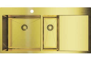 Мойка кухонная Omoikiri Akisame 100-2-LG-L светлое золото