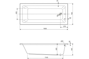 Акриловая ванна Cezares Plane Solo Mini 160х70 - 2