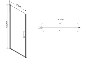 Душевая дверь в нишу Vincea Orta VPP-1O800CLB 80 см, профиль черный, стекло прозрачное - 3
