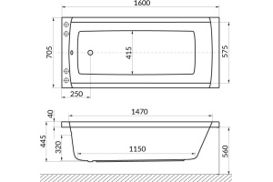 Ванна акриловая EXCELLENT Aquaria 160x70 белый - 2