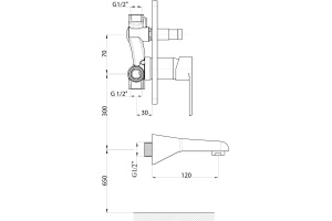 Смеситель GPD Atros для ванны с душем MAB65 - 2