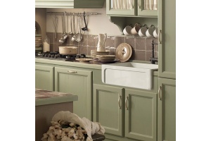 KERASAN Hannah YORKSHIRE Раковина керамическая кухонная 686x470x254 мм,без отв под смеситель, без сифона, толщина 30 мм, цвет белый