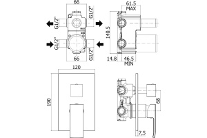 Смеситель Paffoni Elle EL018NO/M С ВНУТРЕННЕЙ ЧАСТЬЮ, для душа - 2