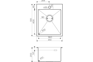 Мойка кухонная Omoikiri Akisame 41-GM 4973094 вороненая сталь - 2