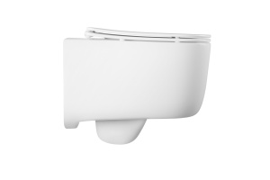 Унитаз подвесной безободковый AQUATEK ЛУГАНО 510*350*360мм, тонкое сиденье с механизмом плавного закрывания, крепеж - 3