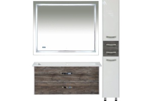 Мебель для ванной Misty Норд 105 подвесная, белая, сосна пасаден - 3