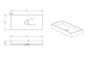Раковина накладная Abber Stein 80х38 белый матовый - 3