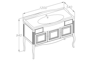Тумба для комплекта Opadiris Лаура 120 белая с патиной - 3