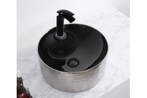 Раковина накладная CeramaLux NC 43 см черный/серебро (D1306H020)