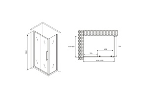 Душевой уголок Abber Schwarzer Diamant 120х85 хром стекло прозрачное - 2