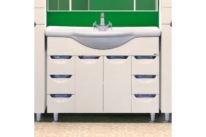 Тумба с раковиной Misty Жасмин 105 белая эмаль, 6 ящиков