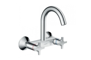 Кухонный смеситель с двумя рукоятками, Eco, настенный, с высоким изливом, 1jet Hansgrohe 71284000