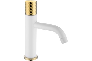 Смеситель Boheme Stick 121-WG для раковины, white diamond gold
