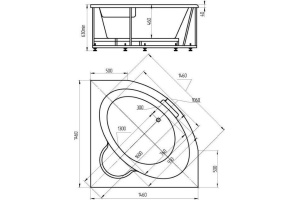Акриловая ванна 146x146 см Aquatek Калипсо KAL146-0000045, белый - 2