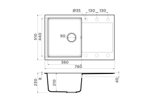 Мойка кухонная Omoikiri Daisen Tetogranit/белый (4993522) - 2