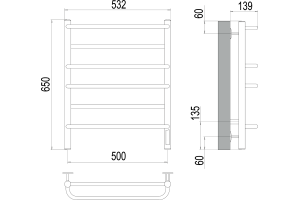 Электрический полотенцесушитель Terminus Евромикс П6 500x650 Хром - 3