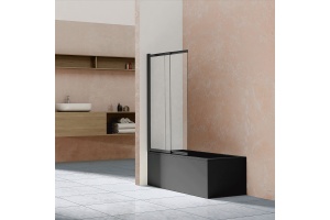 Шторка на ванну Vincea VSB-1E100CLB 100 см, профиль чёрный, стекло прозрачное