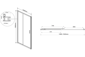 Душевая дверь в нишу Vincea Garda 150х190 профиль сталь стекло прозрачное - 3