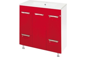 Тумба с раковиной Misty Кристи 75 красная эмаль