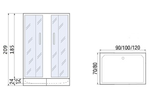 Душевое ограждение с поддооном River Morava XL 120/80/24 MT (10000008328) - 2