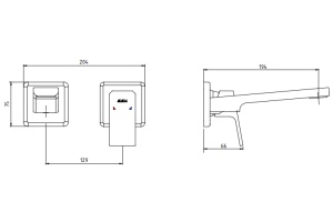 102167605C1EX-KK TIERA смеситель для раковины настенный 2 отв. (внешняя часть) матовый черный - 2