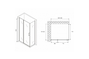 Душевой уголок Abber Sonnenstrand 130х80 хром стекло прозрачное - 2
