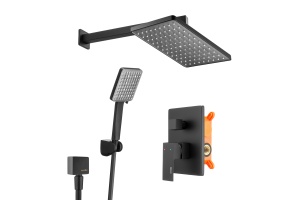 Swedbe Platta Душевой комплект со встроен.смесит. (с монтаж.боксом) и верх.душем, цвет: черный 5555B