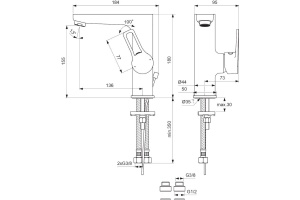 BA408AA HYPE Смеситель для умывальника с высоким изливом и рукояткой сбоку - 2