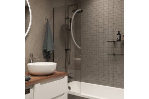 Шторка на ванну DIWO Ростов 4GW011 неподвижная, 60x150, черная матовая - 2