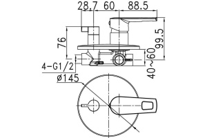 Встраиваемый смеситель с дивертором и двумя выходами, Runo, IDDIS, RUNSB00i67 - 2