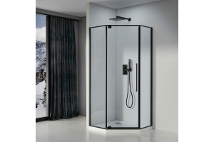 Душевой уголок Black&White Stellar Wind 100х100 черный стекло прозрачное - 2