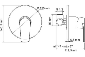 Смеситель Wasserkraft Dill 6151 С ВНУТРЕННЕЙ ЧАСТЬЮ, для душа - 2