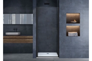 Душевая дверь в нишу Vincea Alpha 90х195 профиль черный стекло прозрачное - 2