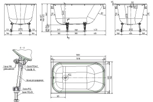 Чугунная ванна Универсал Каприз 120x70 см, пристенная, на ножках - 3