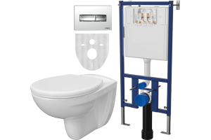 Комплект  Унитаз подвесной DIWO Анапа безободковый + Система инсталляции для унитазов DIWO 4501 с кнопкой смыва 7322 хром