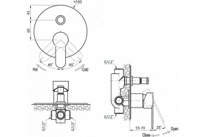 Смеситель Cezares Laconico C VDI BLC С ВНУТРЕННЕЙ ЧАСТЬЮ, белый - 2